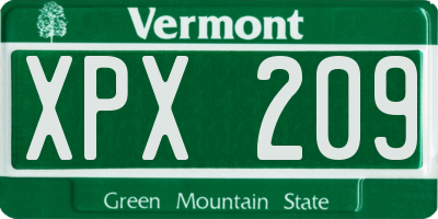 VT license plate XPX209