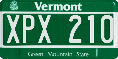 VT license plate XPX210