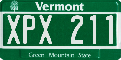 VT license plate XPX211