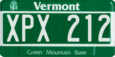 VT license plate XPX212