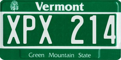 VT license plate XPX214