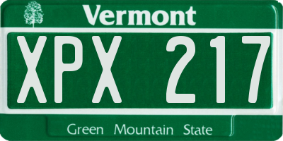 VT license plate XPX217