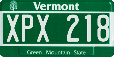 VT license plate XPX218