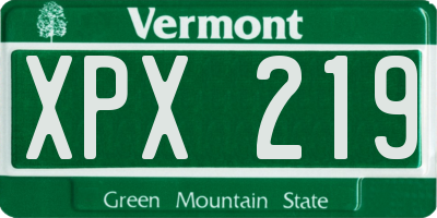 VT license plate XPX219