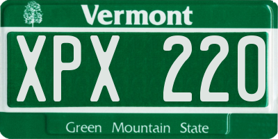 VT license plate XPX220