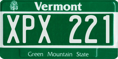 VT license plate XPX221