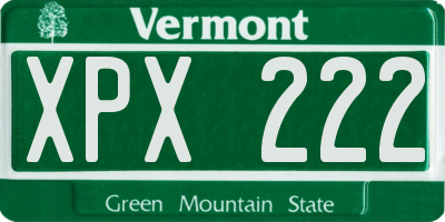 VT license plate XPX222