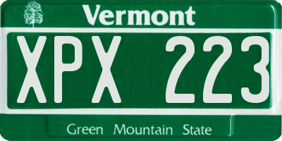 VT license plate XPX223