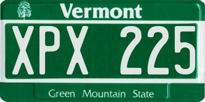 VT license plate XPX225