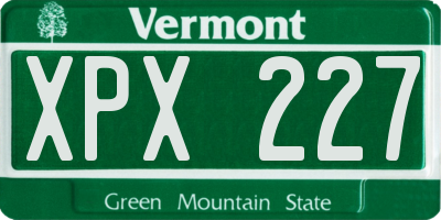 VT license plate XPX227