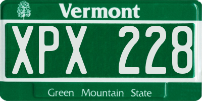 VT license plate XPX228