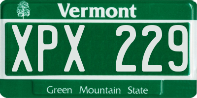 VT license plate XPX229