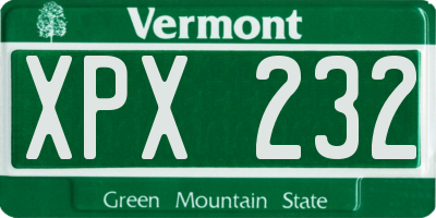 VT license plate XPX232