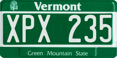 VT license plate XPX235