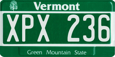 VT license plate XPX236