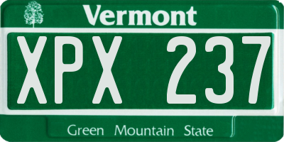 VT license plate XPX237
