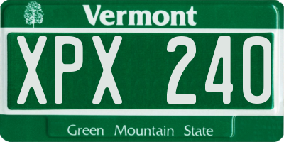 VT license plate XPX240