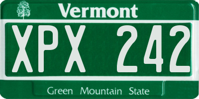 VT license plate XPX242