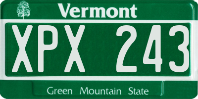 VT license plate XPX243