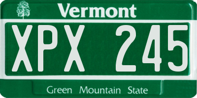VT license plate XPX245
