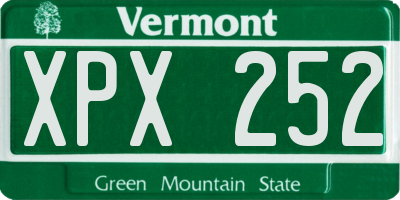 VT license plate XPX252