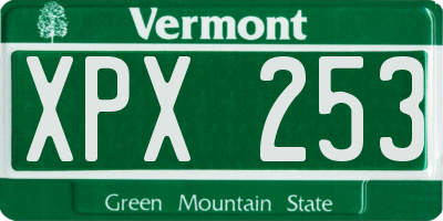 VT license plate XPX253
