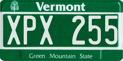 VT license plate XPX255