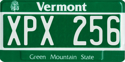 VT license plate XPX256
