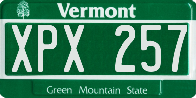 VT license plate XPX257