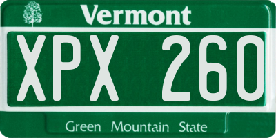 VT license plate XPX260