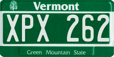 VT license plate XPX262