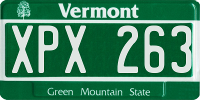 VT license plate XPX263
