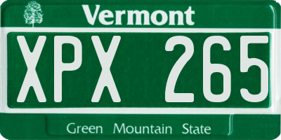 VT license plate XPX265