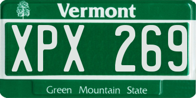 VT license plate XPX269