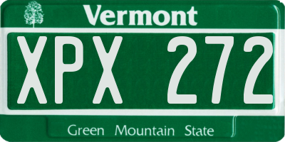 VT license plate XPX272