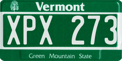 VT license plate XPX273