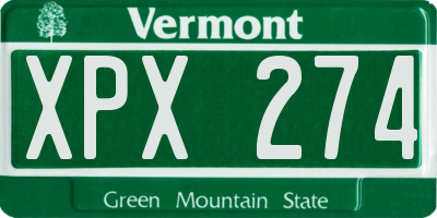 VT license plate XPX274