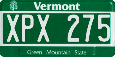 VT license plate XPX275