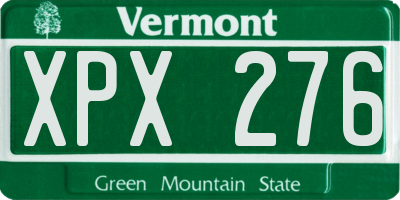 VT license plate XPX276