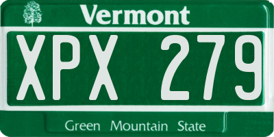 VT license plate XPX279