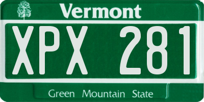 VT license plate XPX281