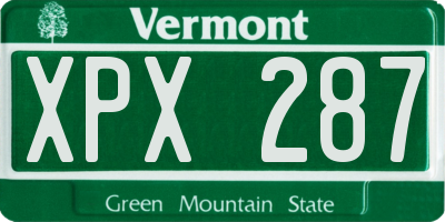 VT license plate XPX287