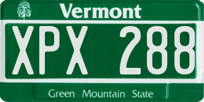 VT license plate XPX288