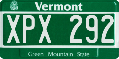 VT license plate XPX292