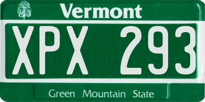 VT license plate XPX293