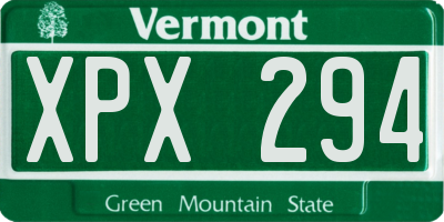 VT license plate XPX294