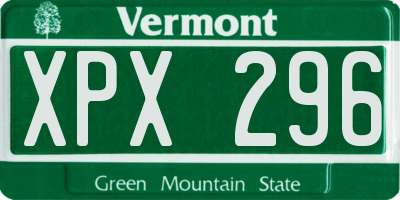 VT license plate XPX296