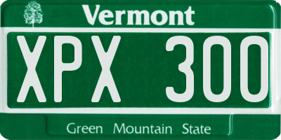 VT license plate XPX300