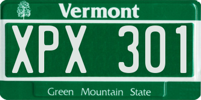 VT license plate XPX301