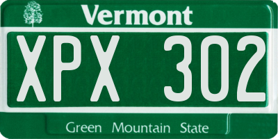 VT license plate XPX302